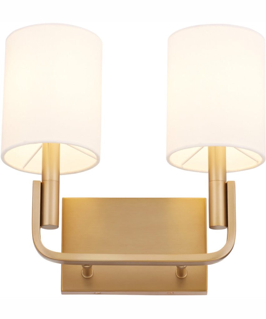 Lefkara Double Shade Antiqued Brass Square Plate Wall Sconce – image 2
