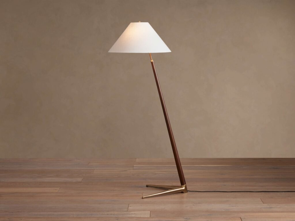Estellencs Walnut Tone Wooden Floor Lamp