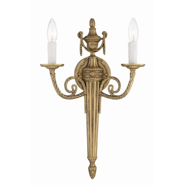 Idanha Double Candle Classic Matte Brass Wall Sconce