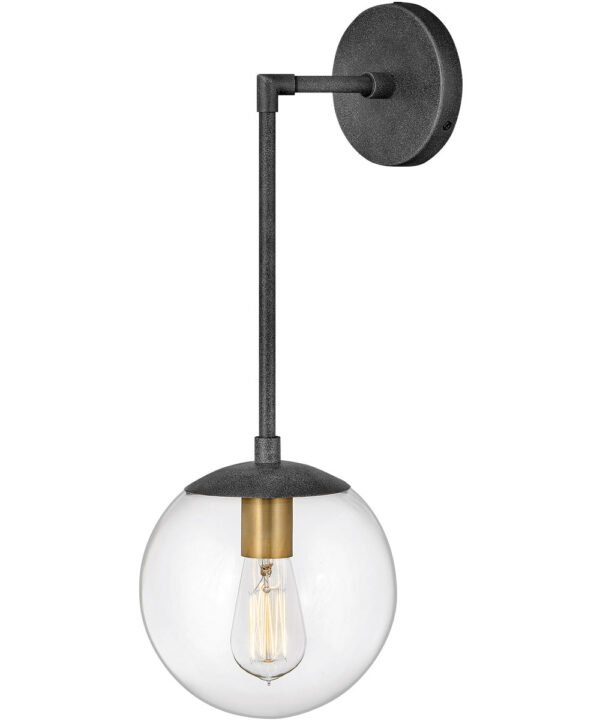 Mondello Long Arm Clear Glass Globe Zinc Wall Sconce