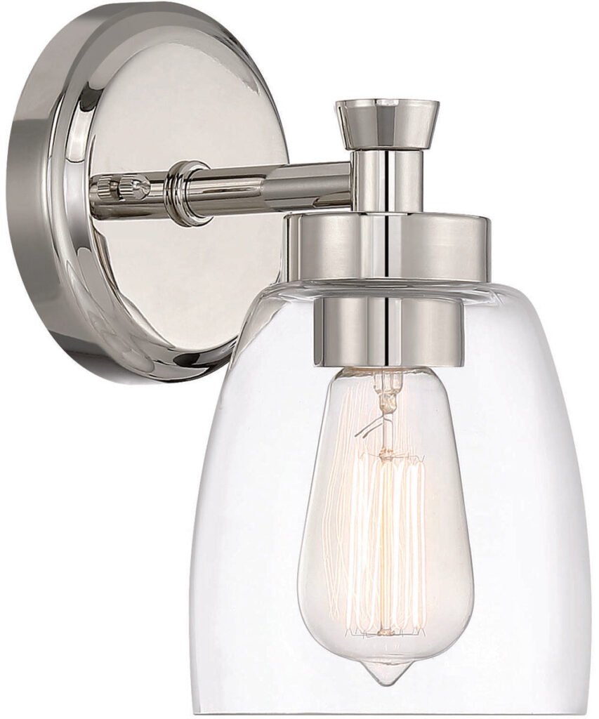 Senise Bell Clear Glass Polished Nickel Bathroom Wall Sconce – image 2
