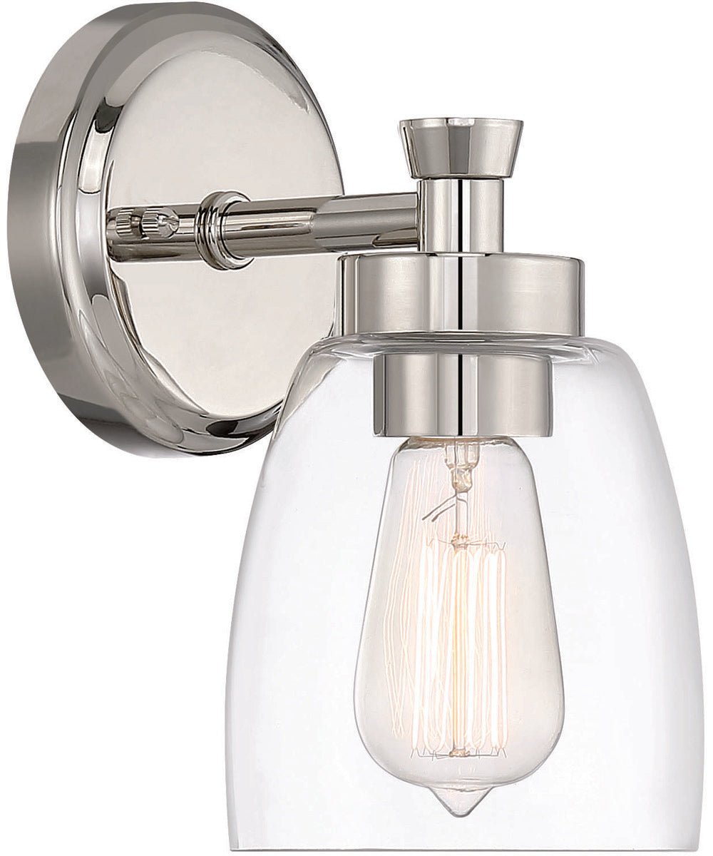 Senise Bell Clear Glass Polished Nickel Bathroom Wall Sconce – image 2