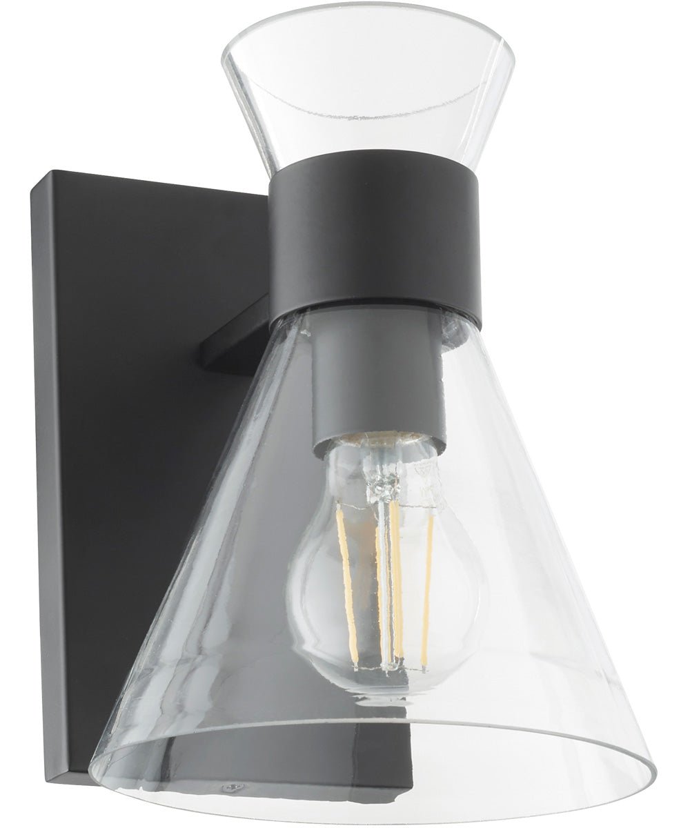 Trentinara Conical Clear Glass Black Plate Wall Sconce