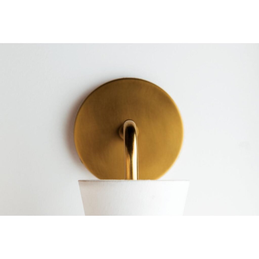Manteigas Conical Linen Shade Short Arm Brass Wall Sconce – image 3