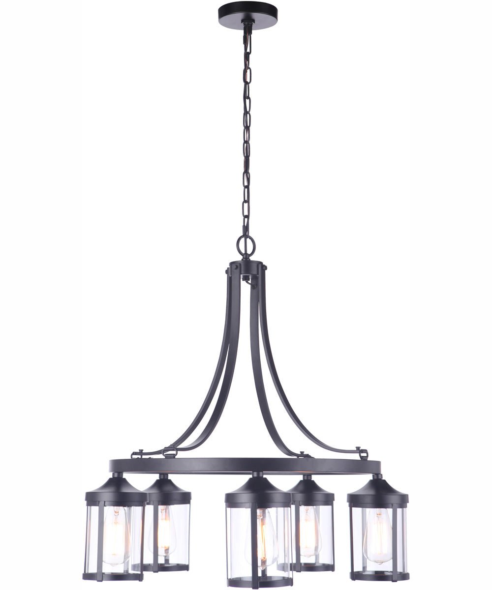 Antignano Clear Glass Black Iron Five Arm Chandelier – image 2