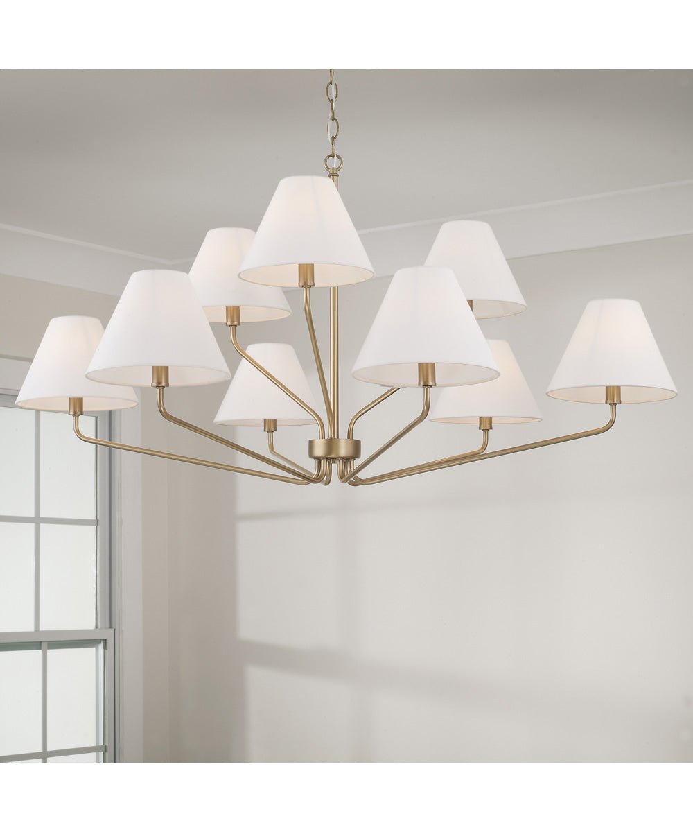 Palavas Fabric Shade Brass Chandelier – image 2