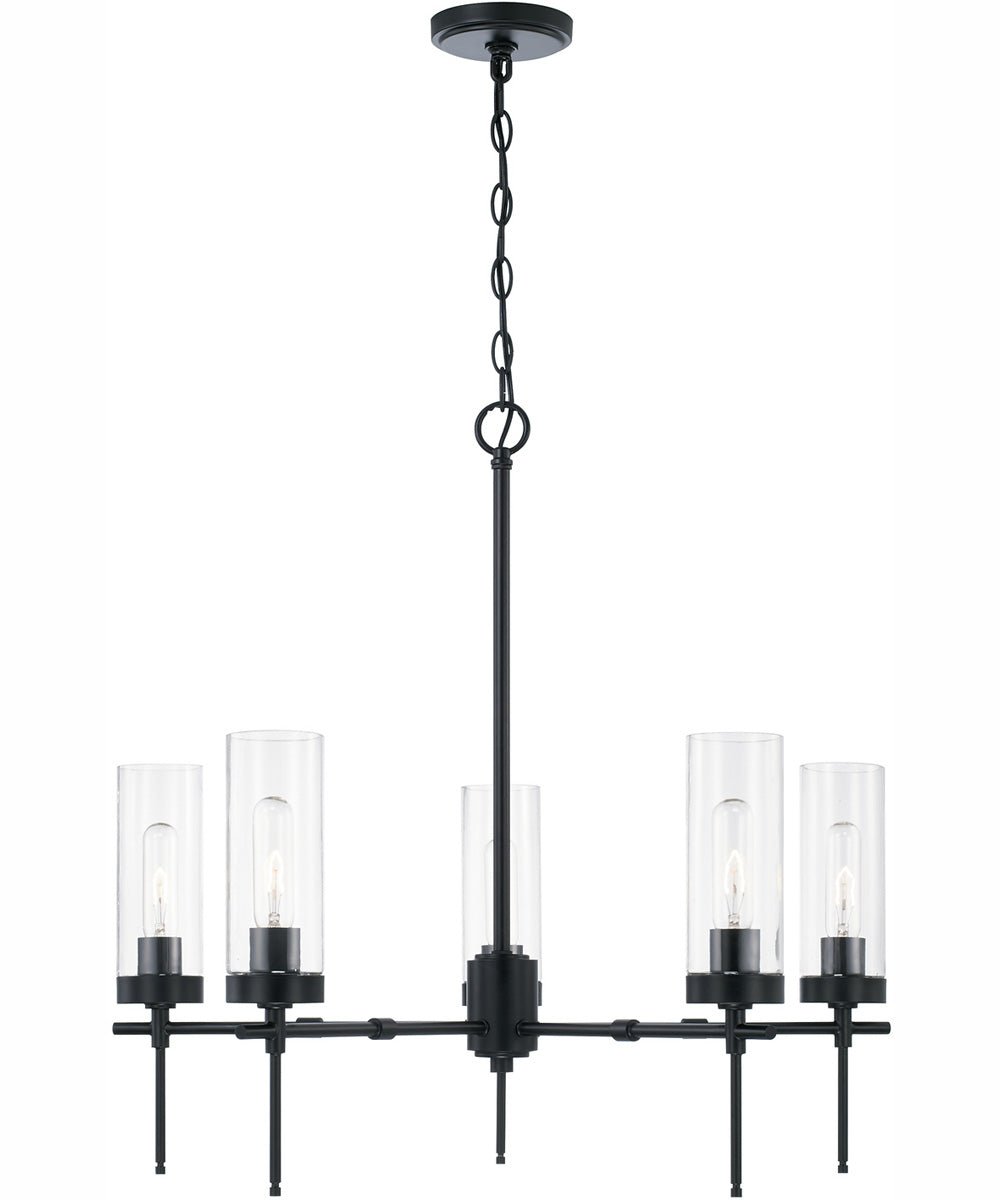 Zejtun Clear Cylinder Glass Black Chandelier