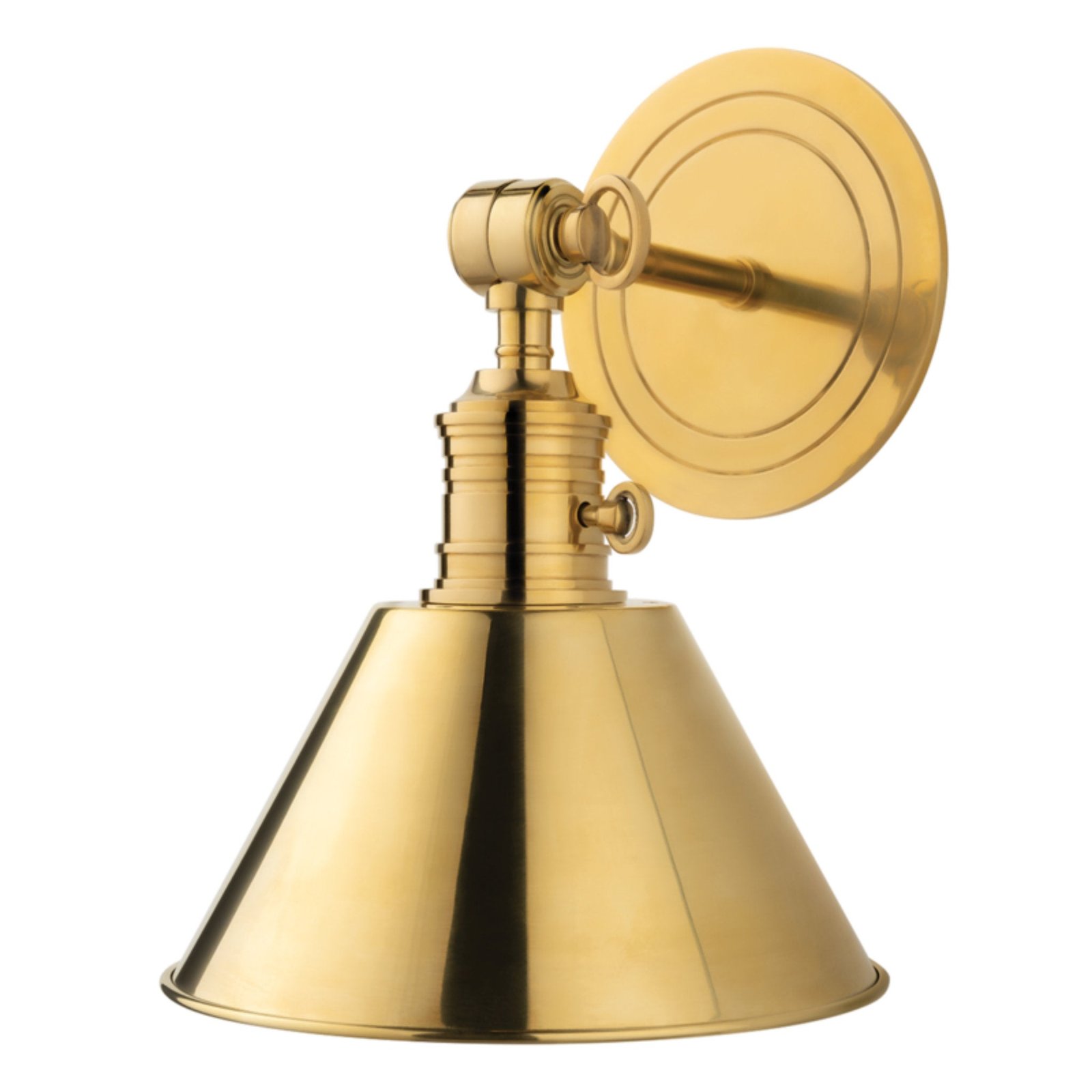 Piódão Conical Metal Hood Antiqued Brass Wall Sconce