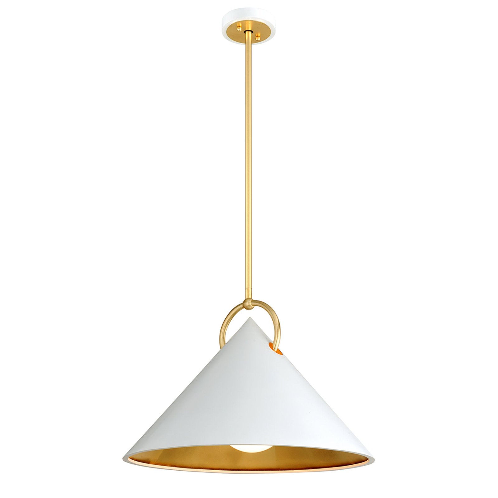Berceto Gold Leaf Lined White Conical Pendant – image 2