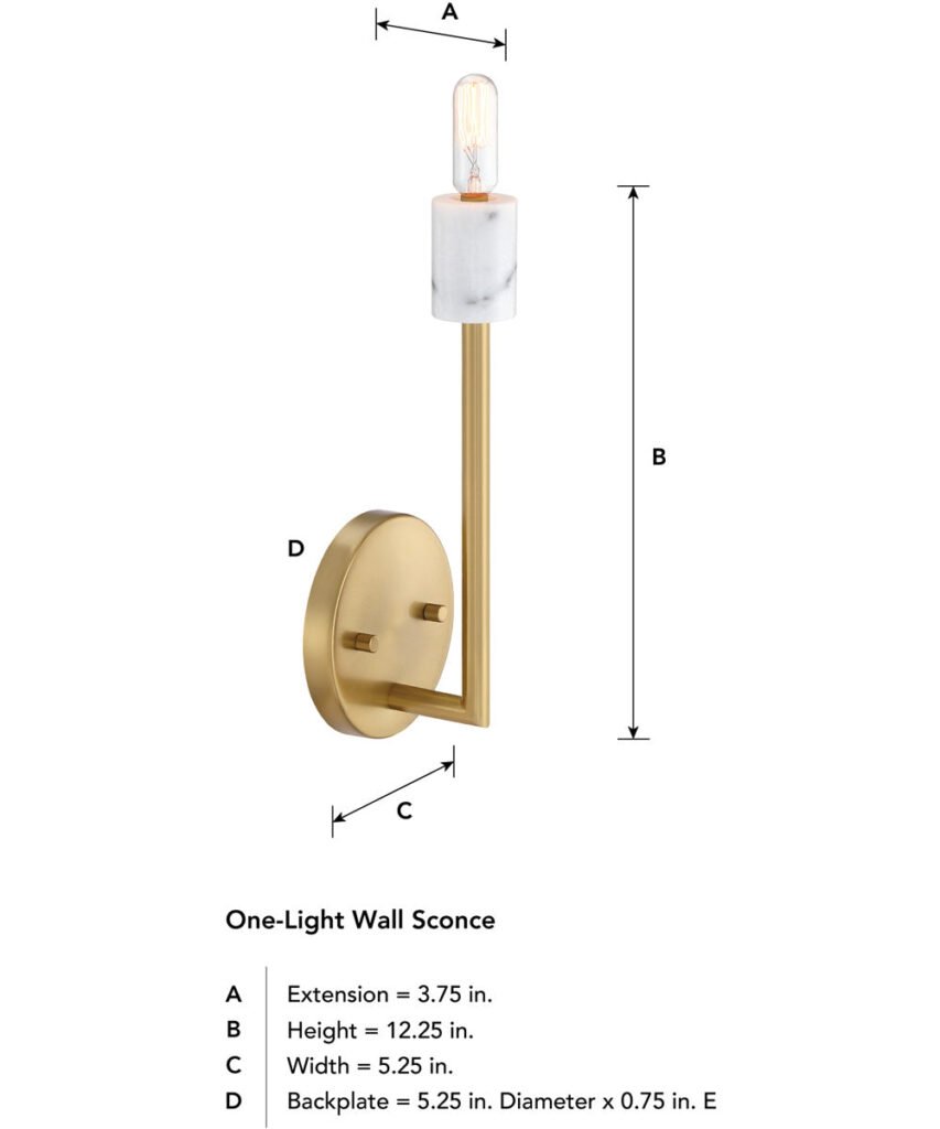 Leka Marble Detail Single Candle Gold Tone Wall Sconce – image 3