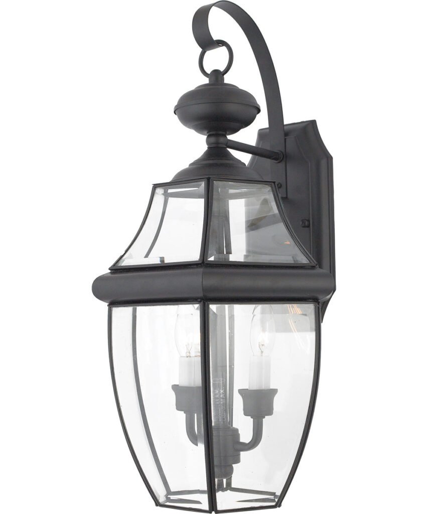 Sesimbra Solid Brass Bevelled Glass Black Lantern Outdoor Wall Light – image 2