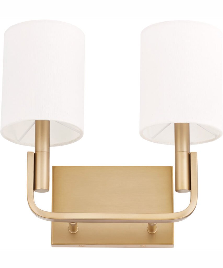 Lefkara Double Shade Antiqued Brass Square Plate Wall Sconce