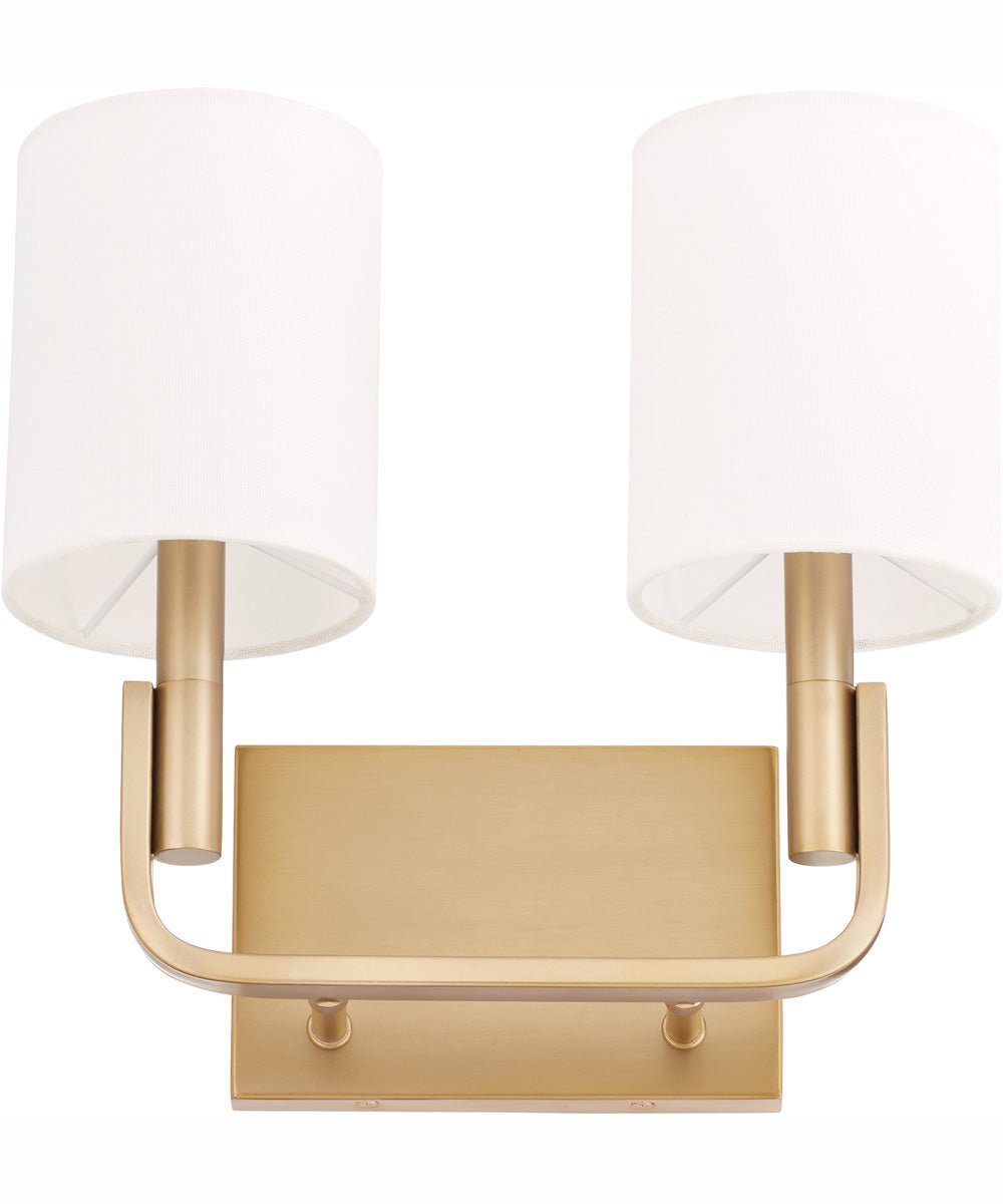 Lefkara Double Shade Antiqued Brass Square Plate Wall Sconce