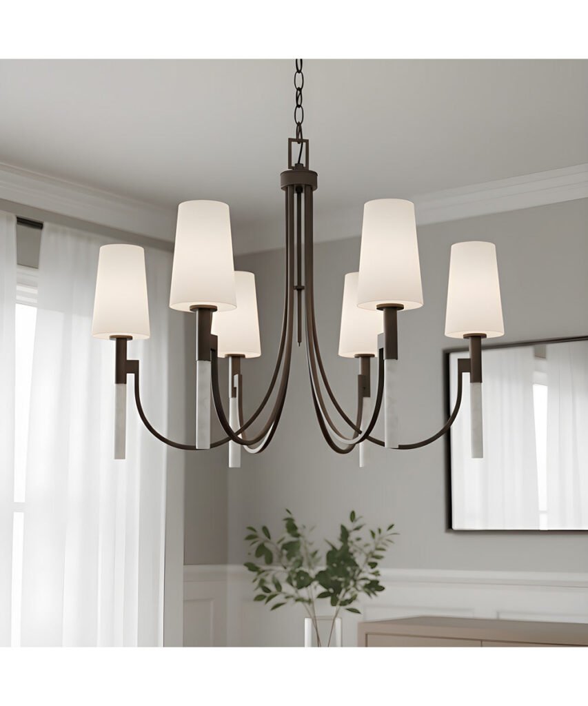 Lubriano Opal Camlı Koyu Metal Avize – image 2