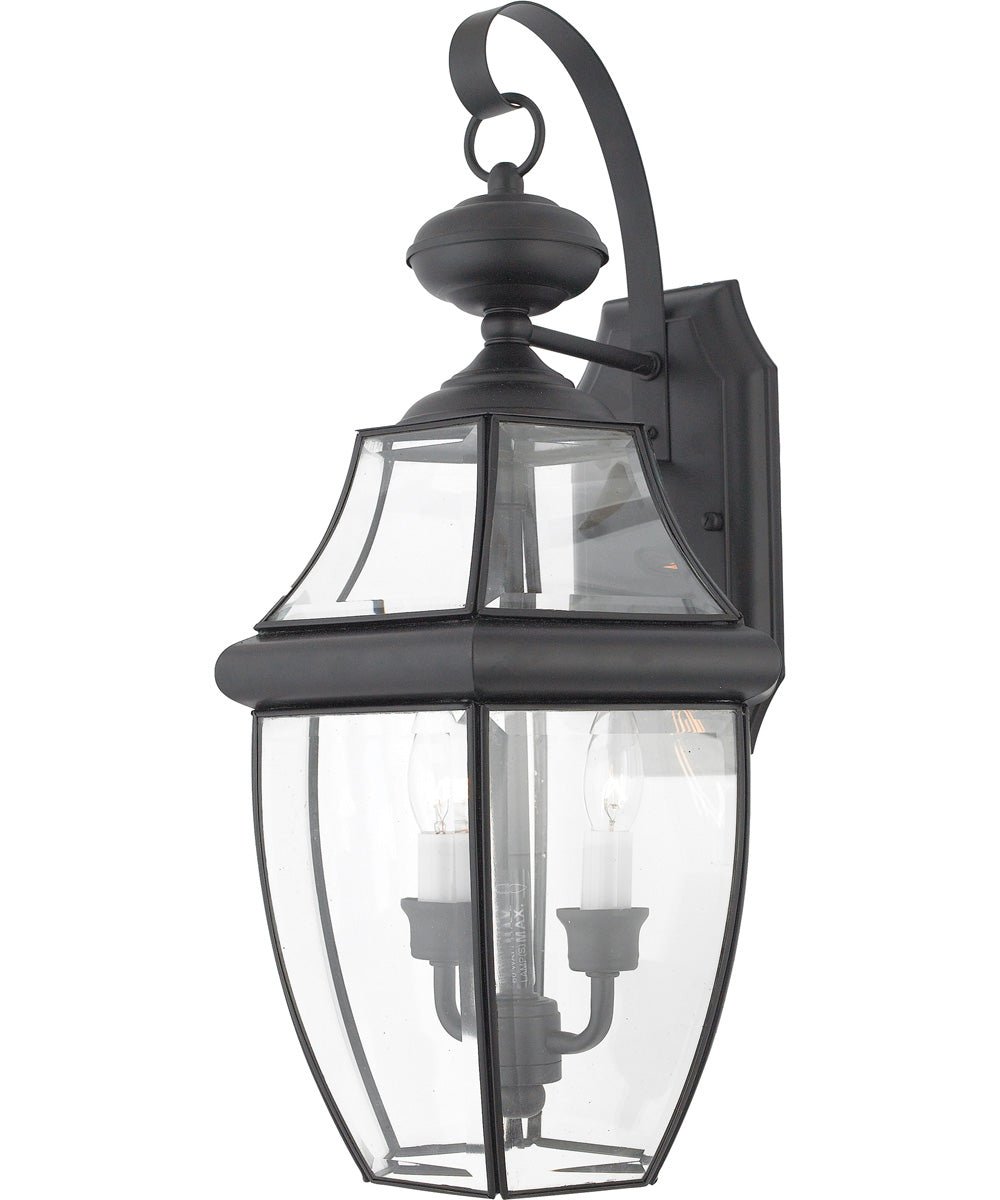 Sesimbra Solid Brass Bevelled Glass Black Lantern Outdoor Wall Light