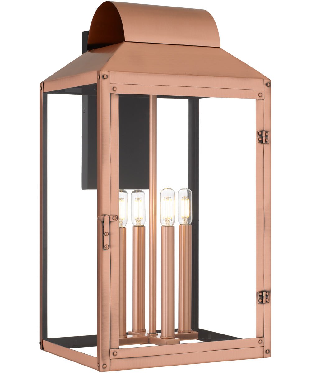 Marciana Antiqued Copper Four Candle Lantern Outdoor Wall Light
