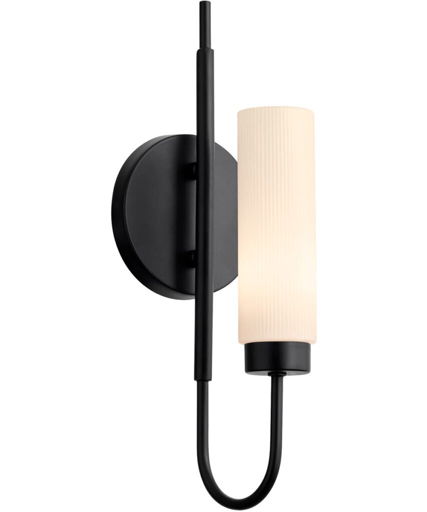 Kakopetria Slim Rod White Cylinder Shade Black Wall Sconce – image 2
