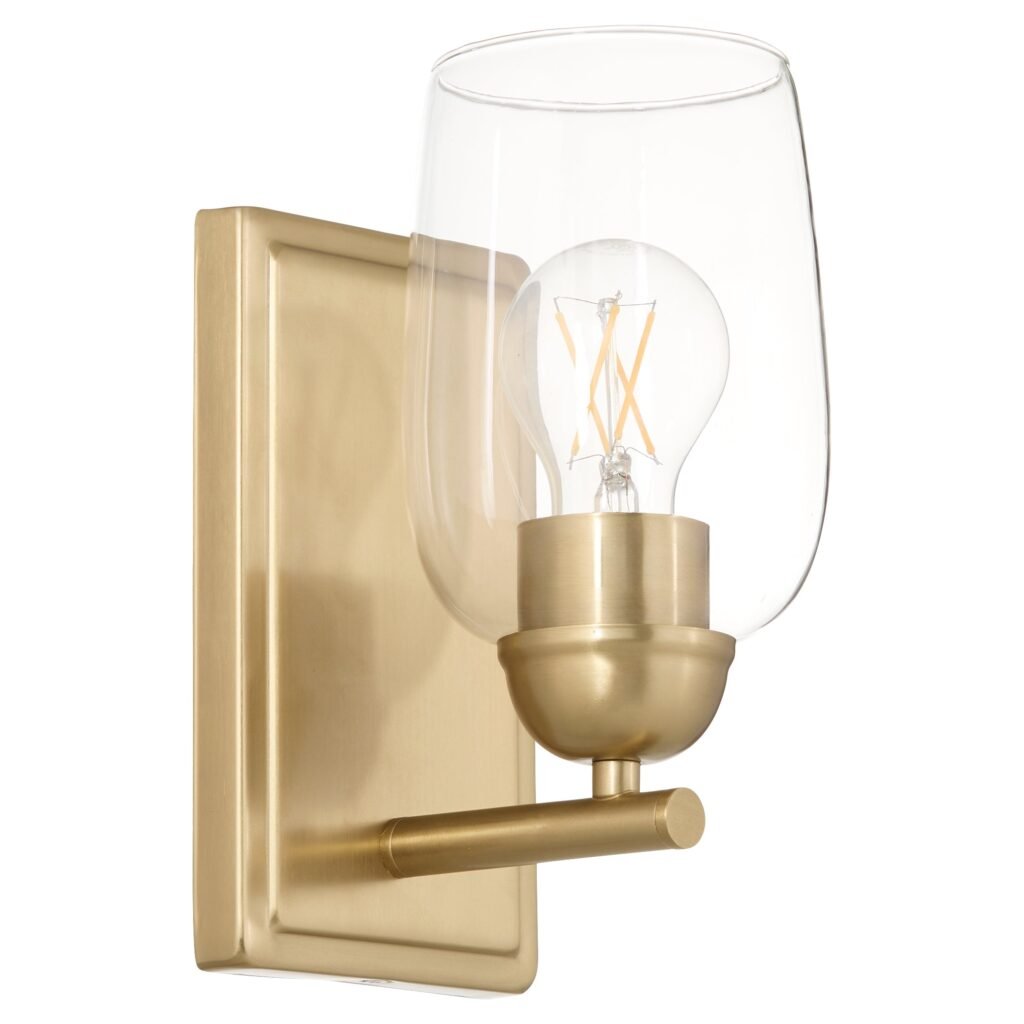 Piskokefalo Rectangular Plate Glass Dome Brass Wall Sconce