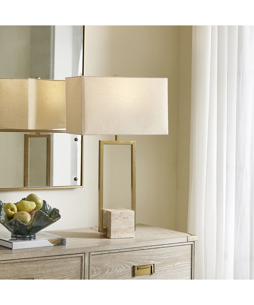 Skamneli Brass Framed Travertine Base Table Lamp – image 2