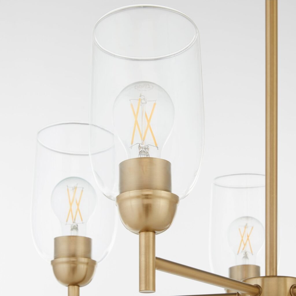 Santanyi Antiqued Brass Clear Glass Five Arm Chandelier – image 3