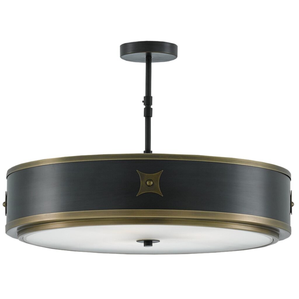 Osor Black Brass Low Drum Ceiling Pendant