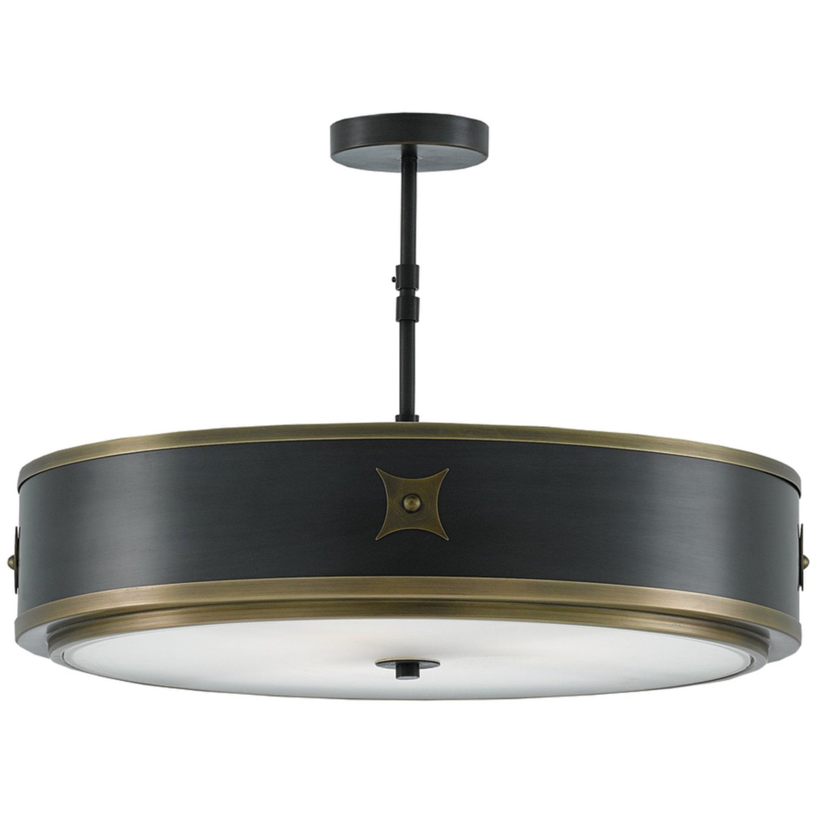 Osor Black Brass Low Drum Ceiling Pendant