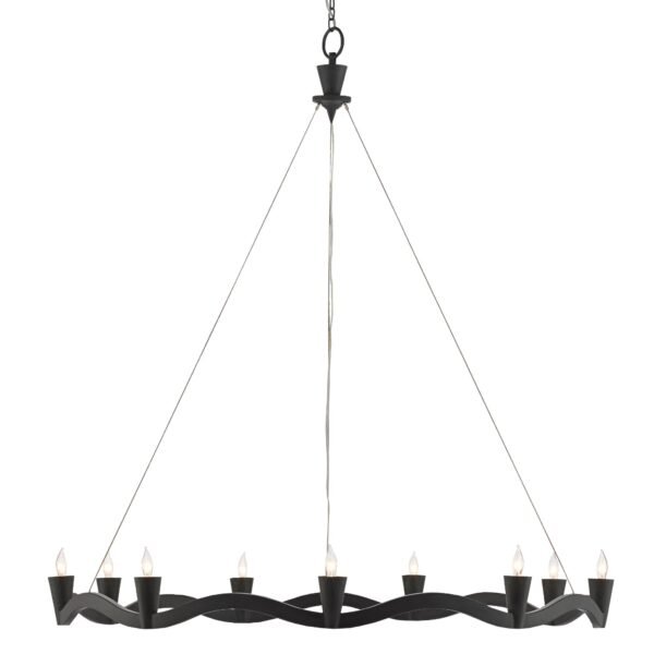 Paliouri Antique Black Nine Candle Ring Chandelier
