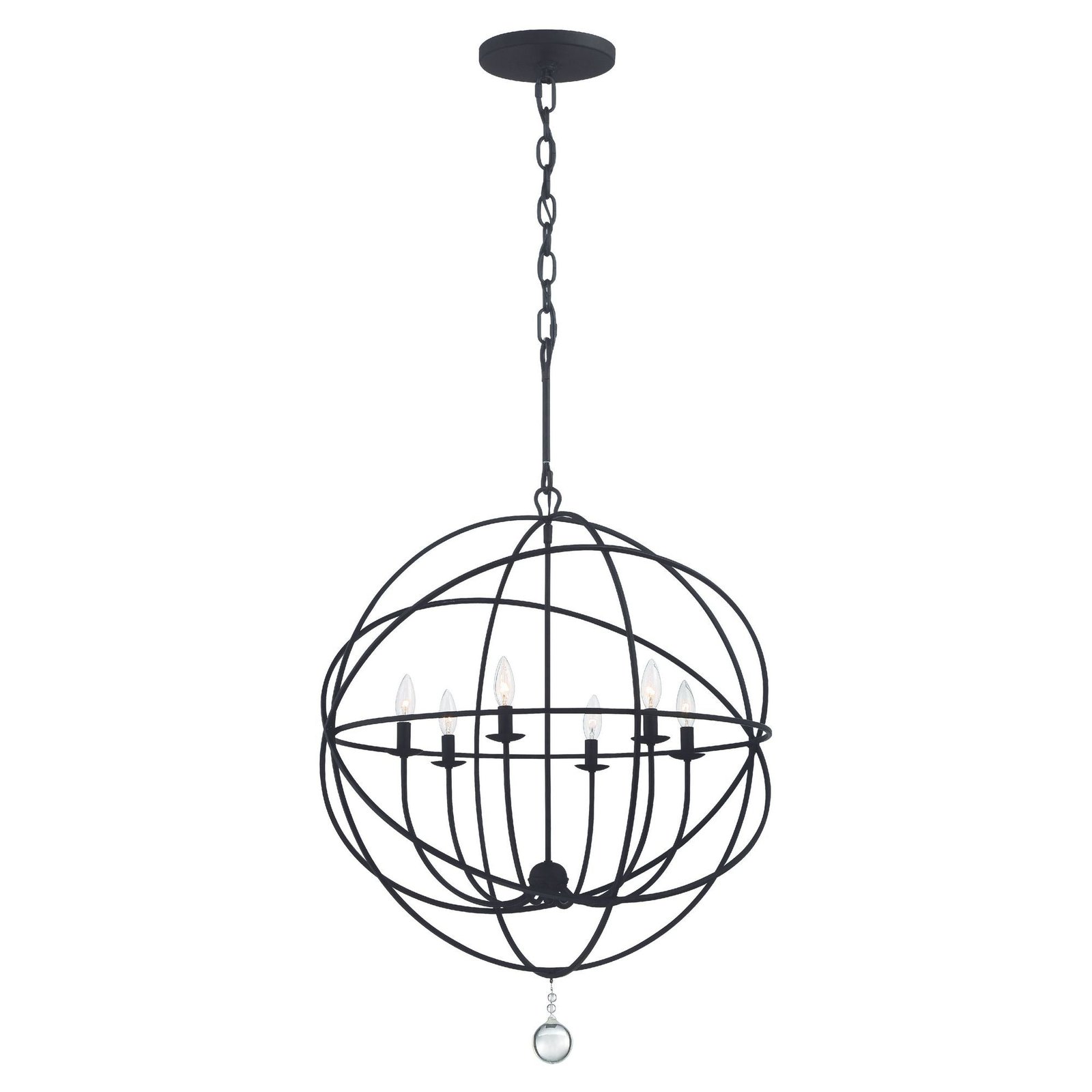 Lezhe Black Hoop Globe Chandelier