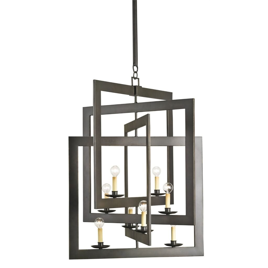 Zarzis Square Banded Bronze Gold Chandelier
