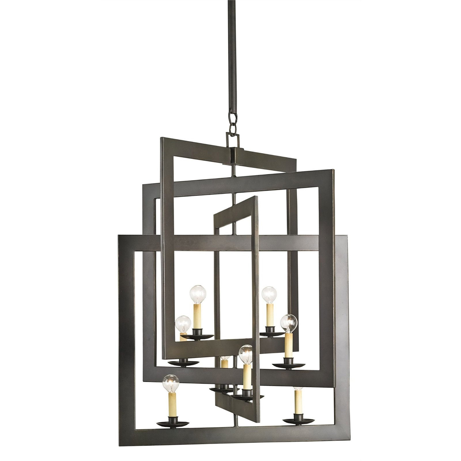 Zarzis Square Banded Bronze Gold Chandelier