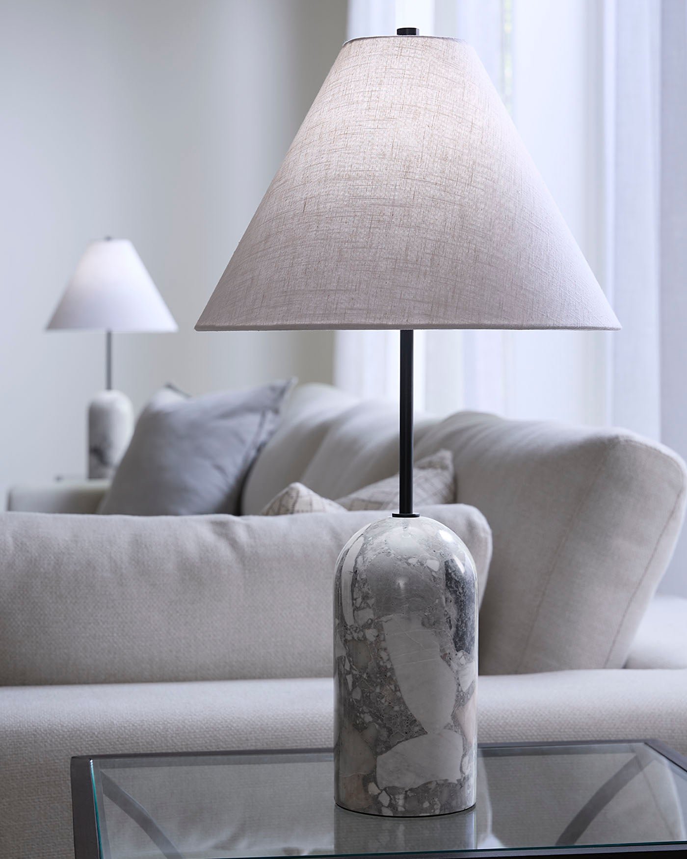 Vervena Travertine Conical Shade Table Lamp – image 2