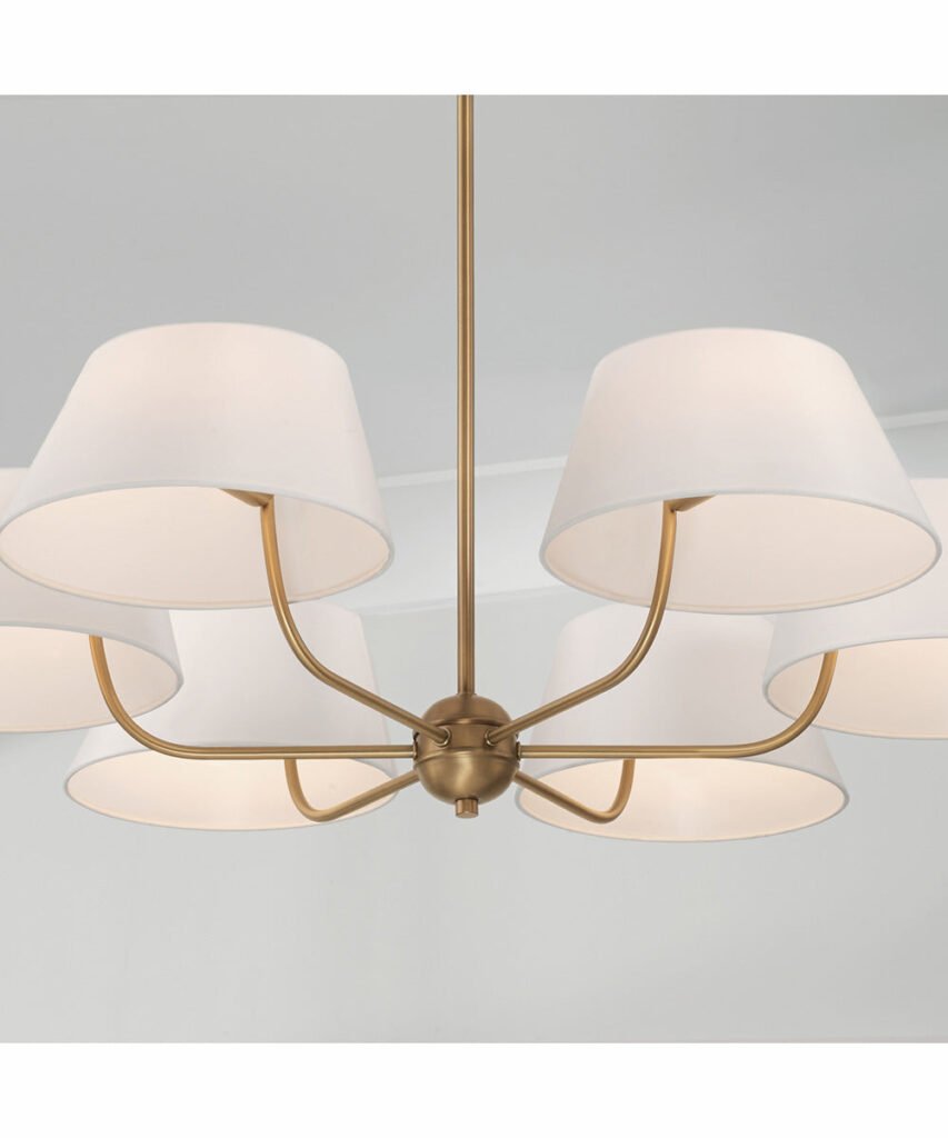 Vigoleno Fabric Shade Brass Chandelier – image 3