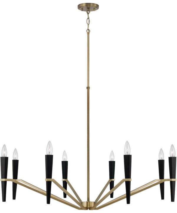 Ferentino Eight Arm Brass Black Chandelier