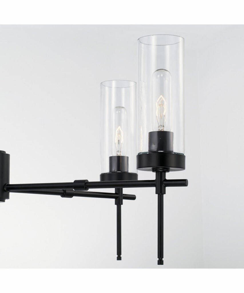 Zejtun Clear Cylinder Glass Black Chandelier – image 3