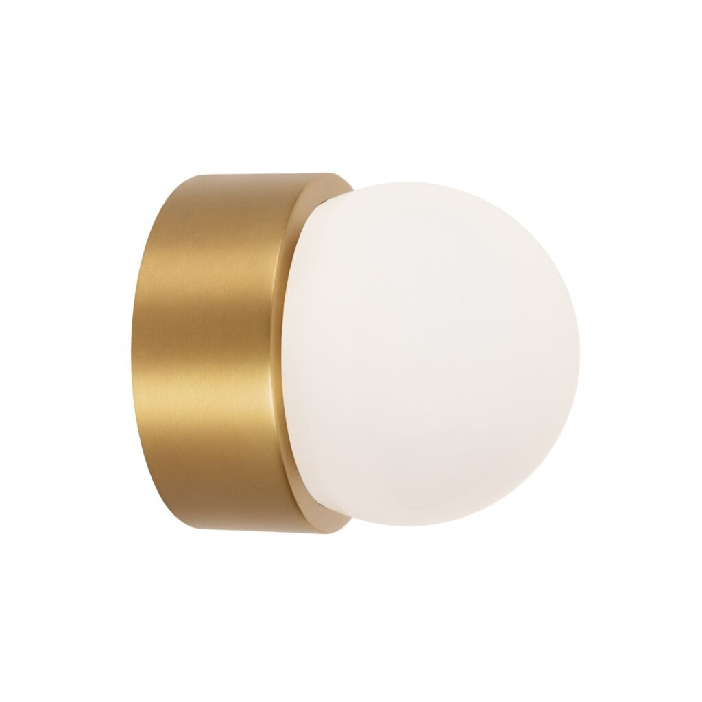 Ostra Brass Body Opal Globe Wall Sconce