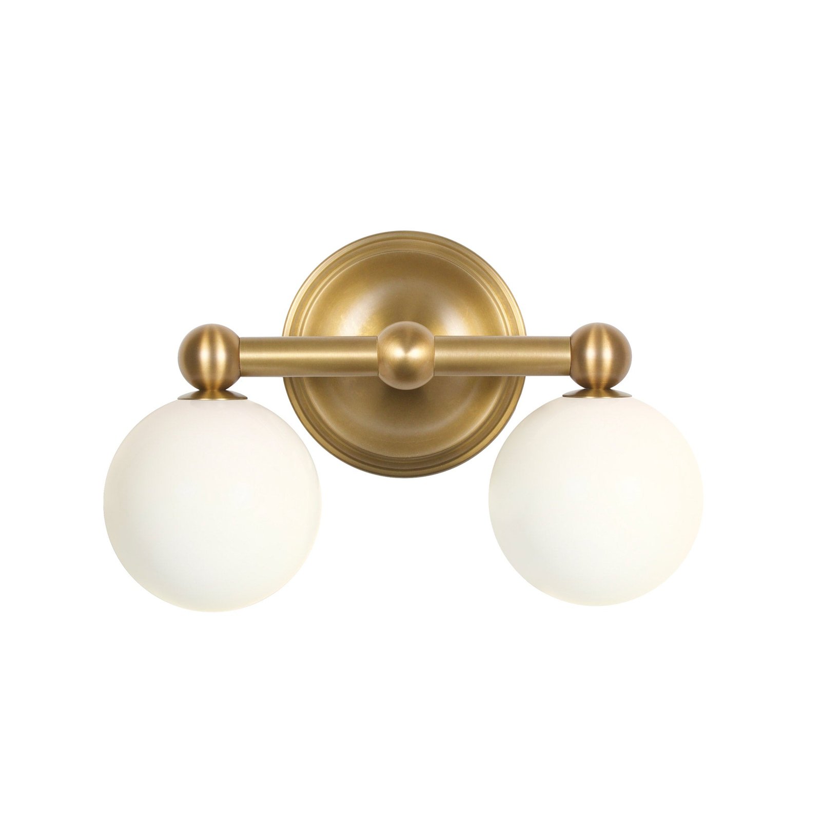 Taipana Double Opal Globe Classic Brass Wall Sconce – image 2