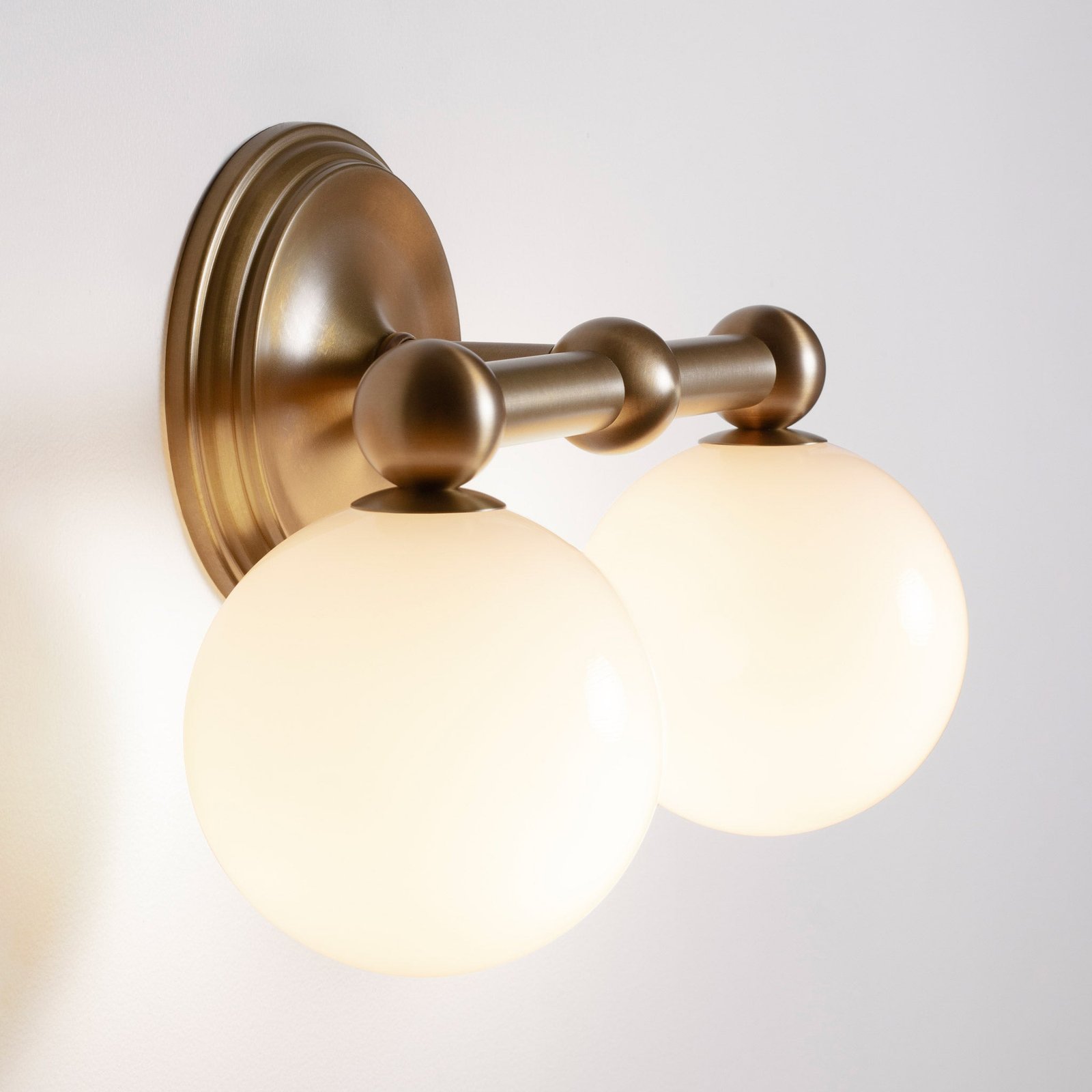 Taipana Double Opal Globe Classic Brass Wall Sconce – image 3
