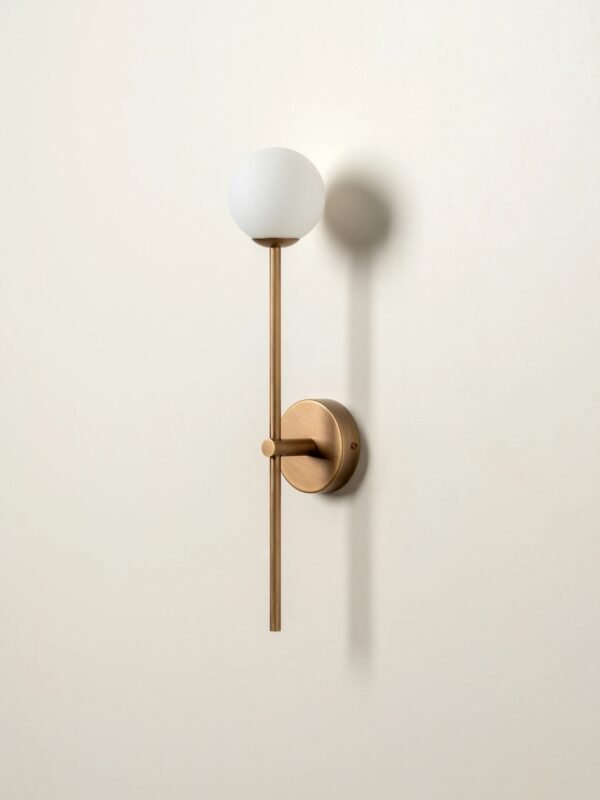 Romanos Slim Rod Opal Globe Antiqued Brass Wall Sconce