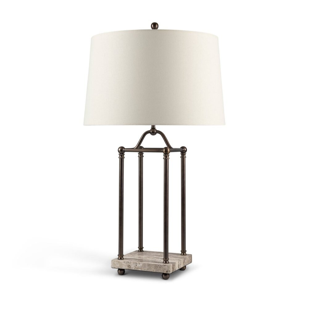 Rab Marble Base Column Bronze Table Lamp – image 2