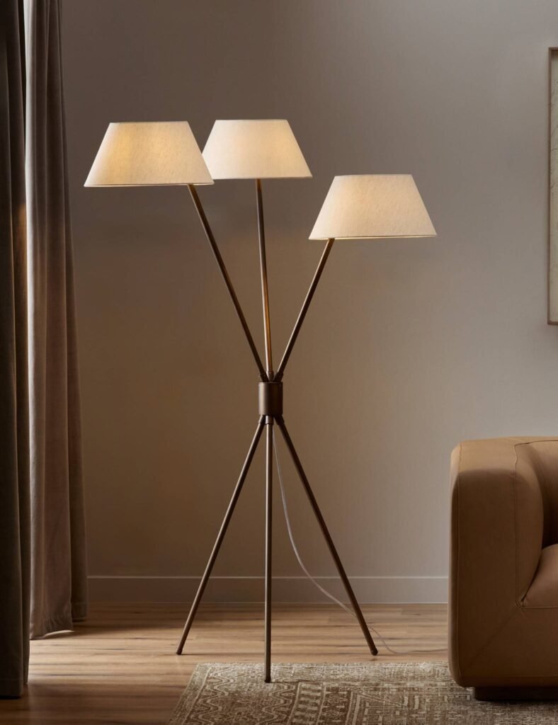 Santanyí Three Shade Bronze Tripod Floor Lamp – image 2