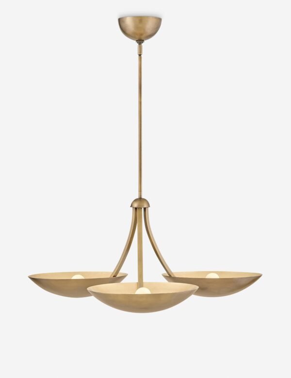 Filoti Antique Brass Three Arm Bowl Head Chandelier