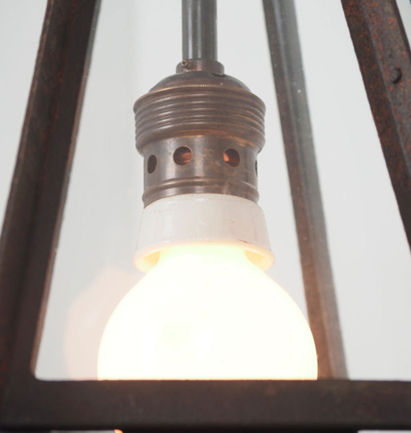 Archez Oxidised Iron Brass Glass Lantern Pendant – image 2