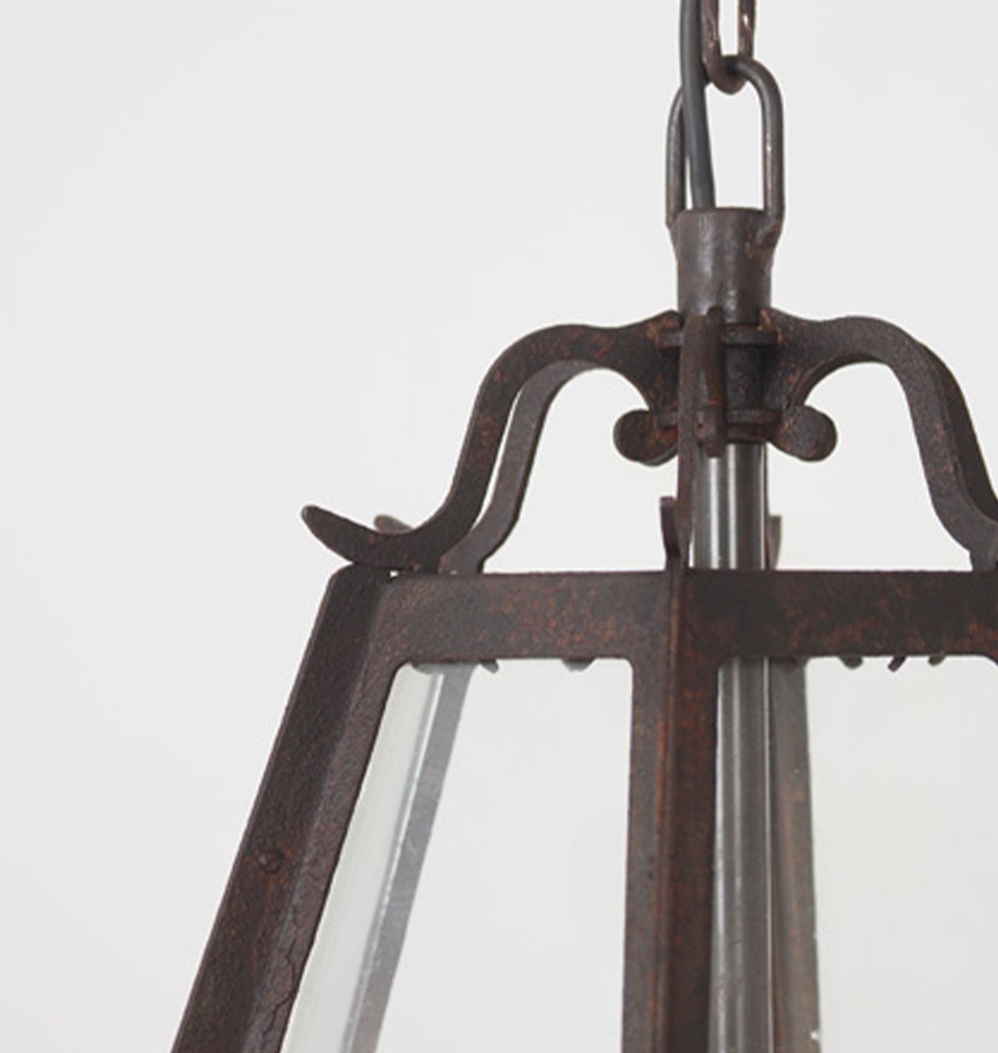 Archez Oxidised Iron Brass Glass Lantern Pendant – image 3