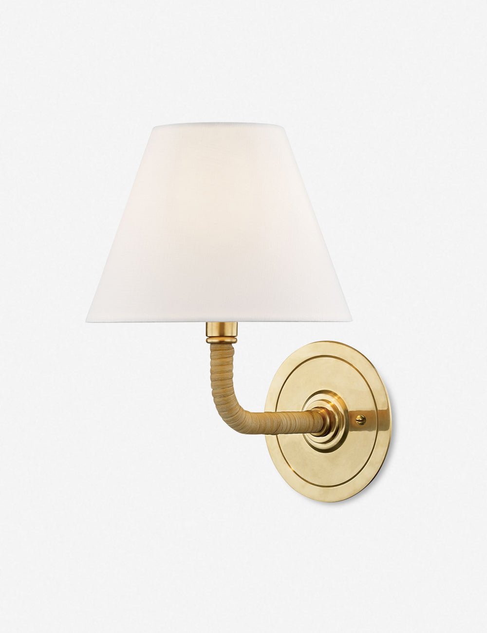 Stilos Classic Round Plate Shade Brass Wall Sconce