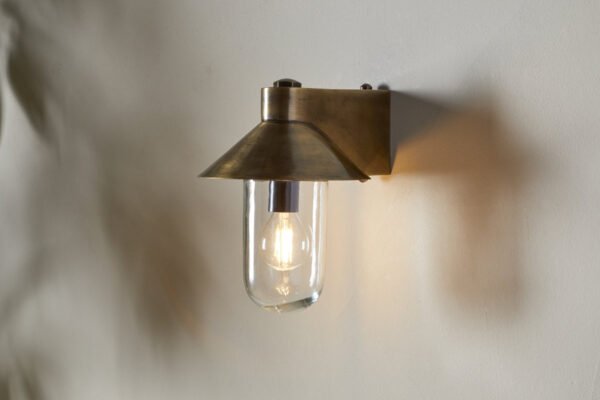 Saltara Bulb Shaped Glass Dome Brass Outdoor Wall Light