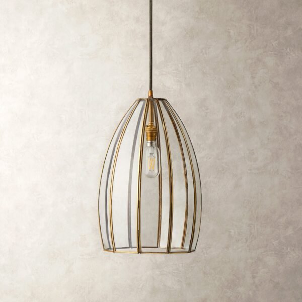 Isternia Brass Clear Glass Cage Pendant