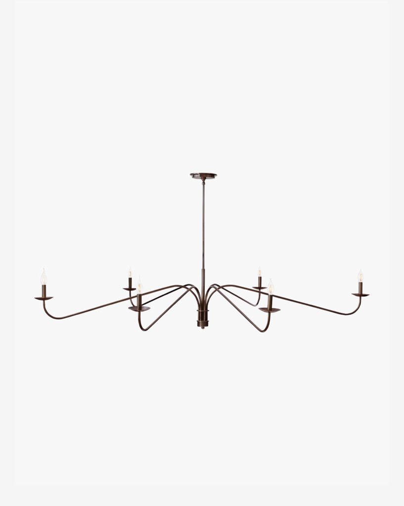 Cannigione Wide Curved Arm Antique Brass Candle Chandelier