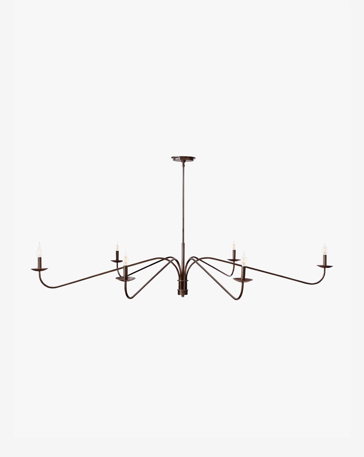 Cannigione Wide Curved Arm Antique Brass Candle Chandelier
