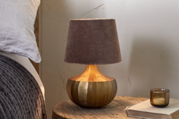 Plomin Low Body Fluted Brass Table Lamp