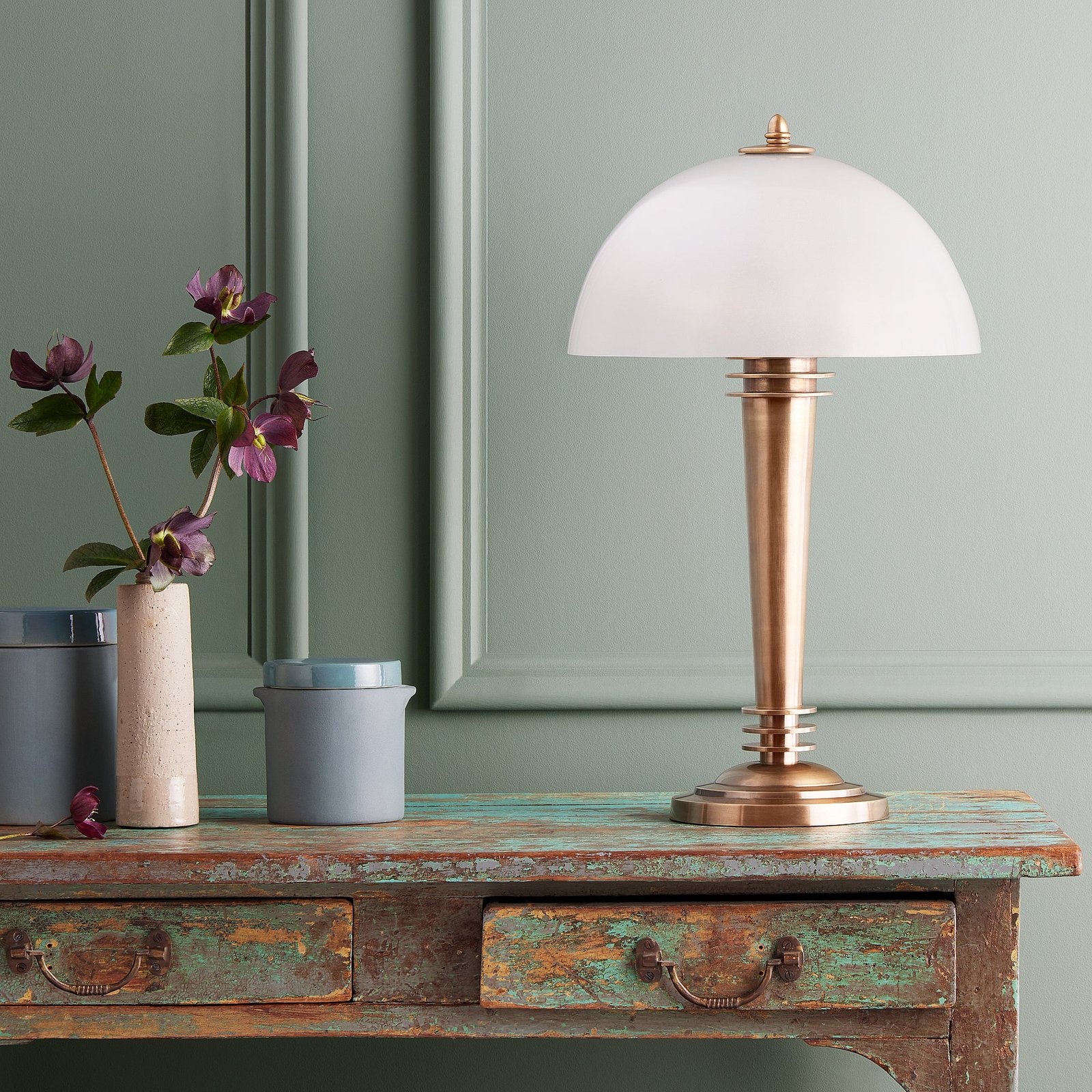Brsec Opal Dome Glass Brass Table Lamp – image 3